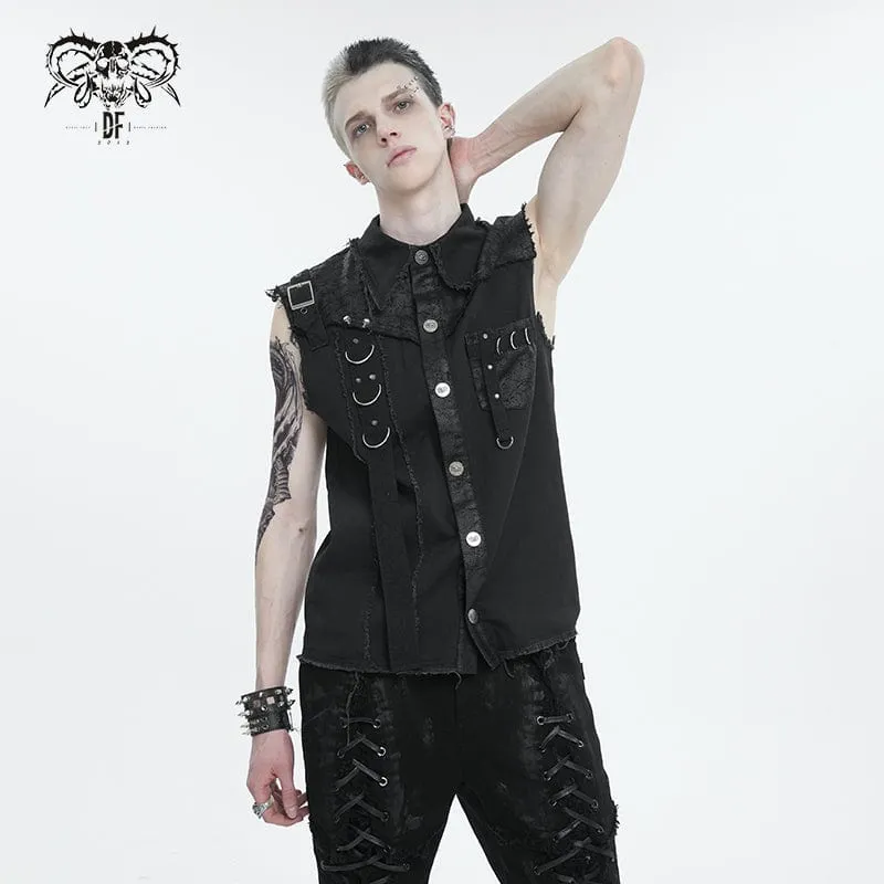 Herren Punk Schnallen-Splice-Vest ohne Kanten
