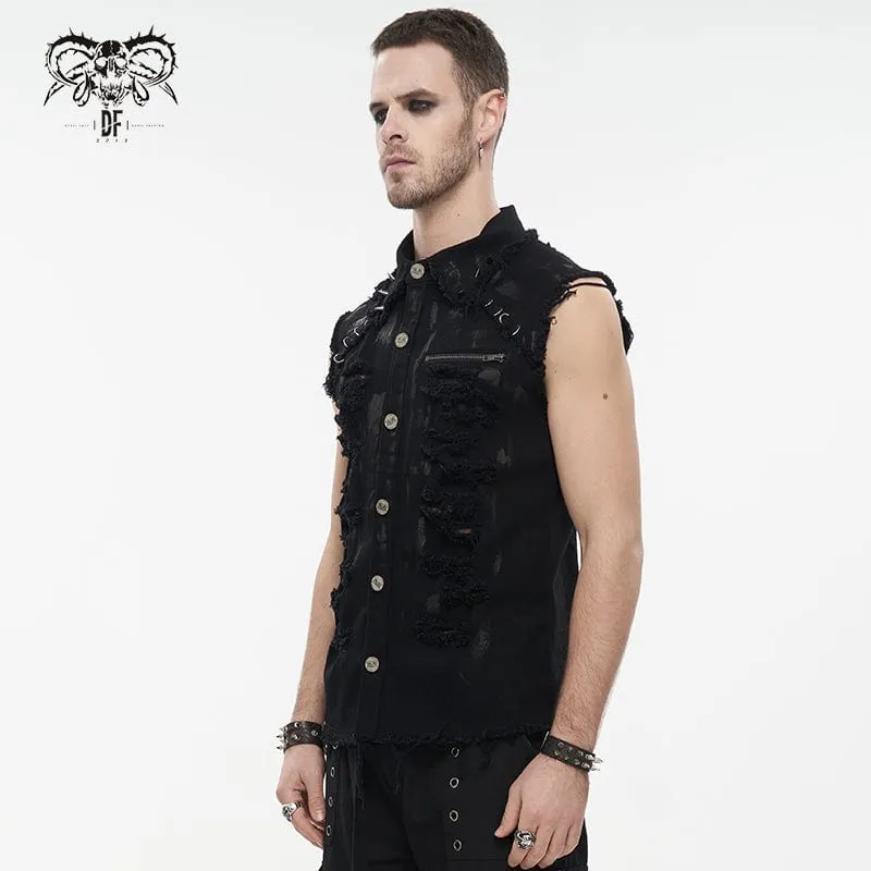 Herren Punk Vest mit Zerstörungsoptik und ausgefransten Rändern