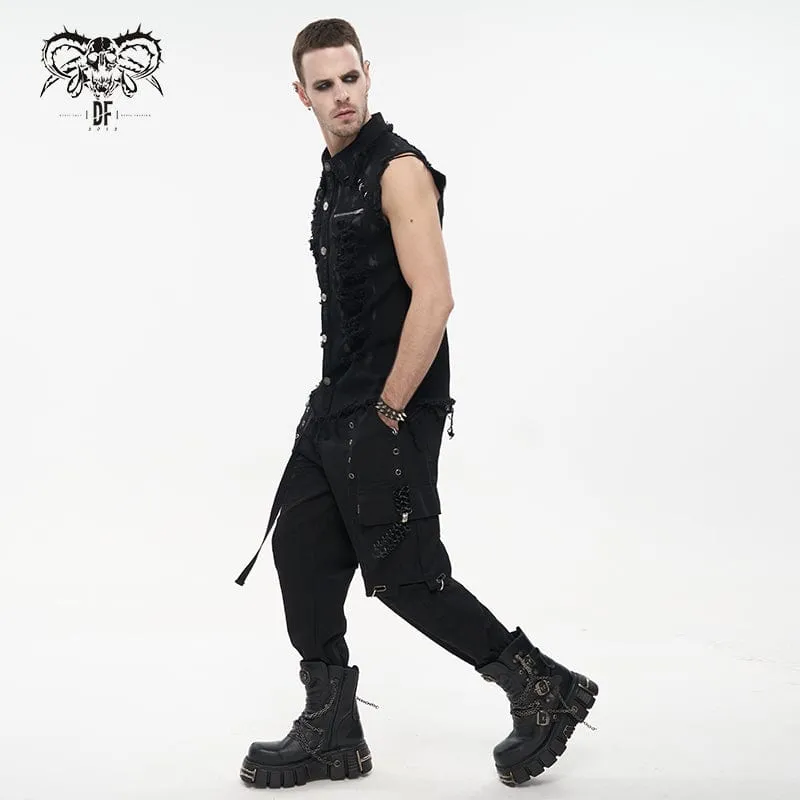 Herren Punk Vest mit Zerstörungsoptik und ausgefransten Rändern