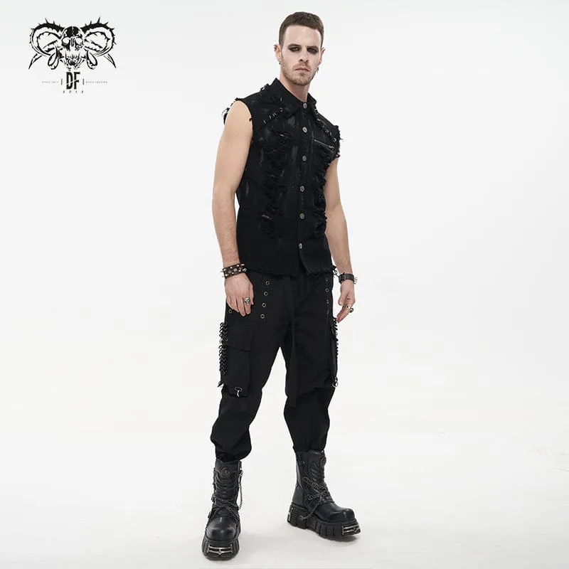 Herren Punk Vest mit Zerstörungsoptik und ausgefransten Rändern