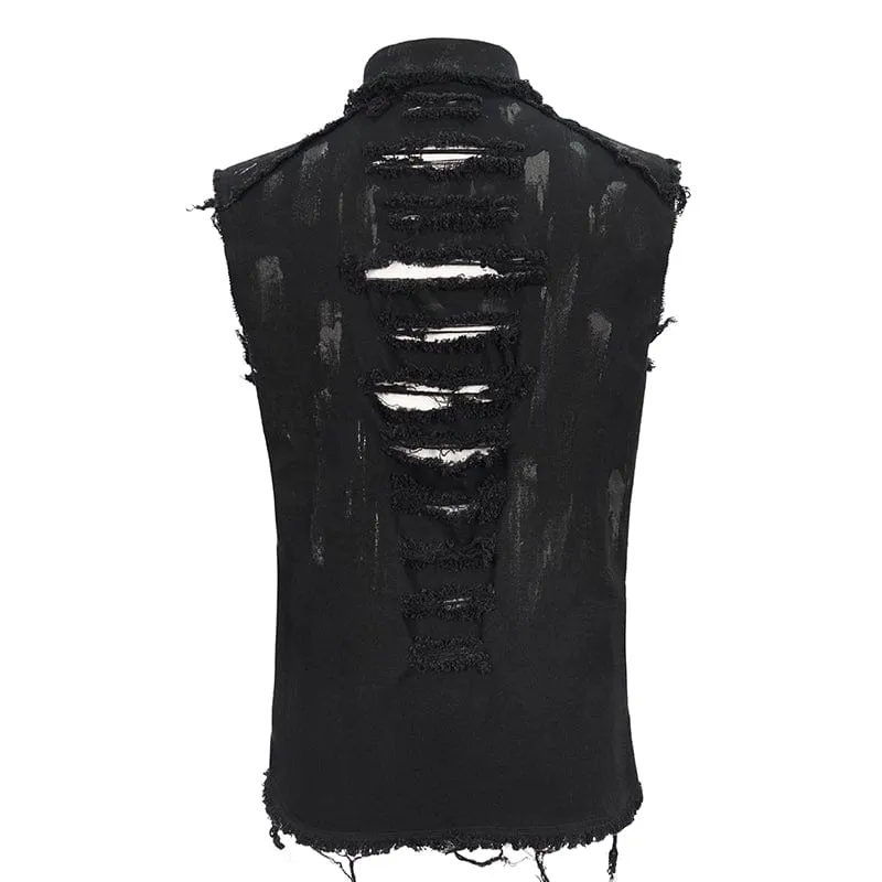 Herren Punk Vest mit Zerstörungsoptik und ausgefransten Rändern