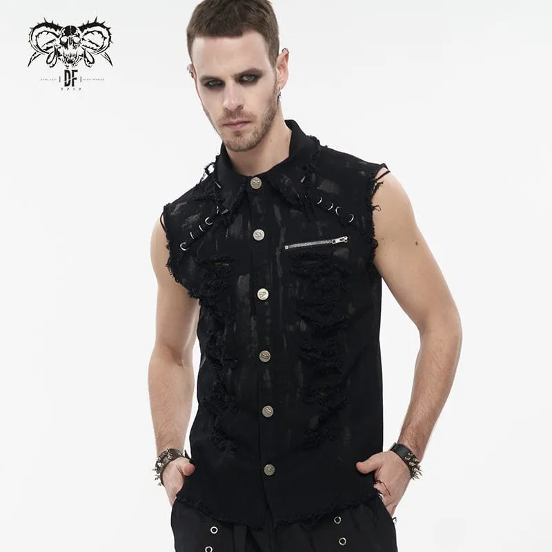 Herren Punk Vest mit Zerstörungsoptik und ausgefransten Rändern
