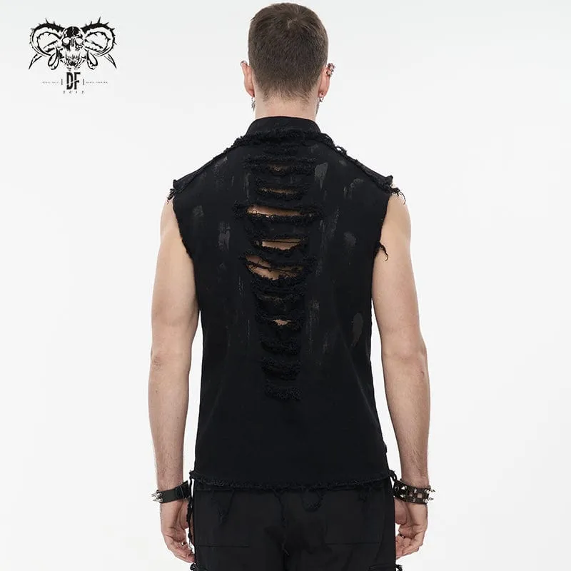 Herren Punk Vest mit Zerstörungsoptik und ausgefransten Rändern