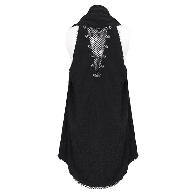 Herren Punk Mesh Splice Chain Unedged Weste