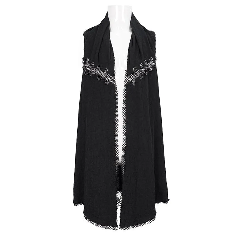 Herren Punk Mesh Splice Chain Unedged Weste