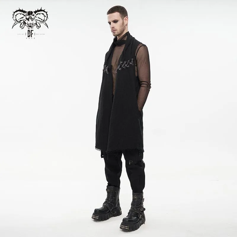 Herren Punk Mesh Splice Chain Unedged Weste