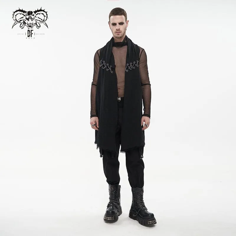 Herren Punk Mesh Splice Chain Unedged Weste