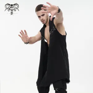 Herren Punk Mesh Splice Chain Unedged Weste