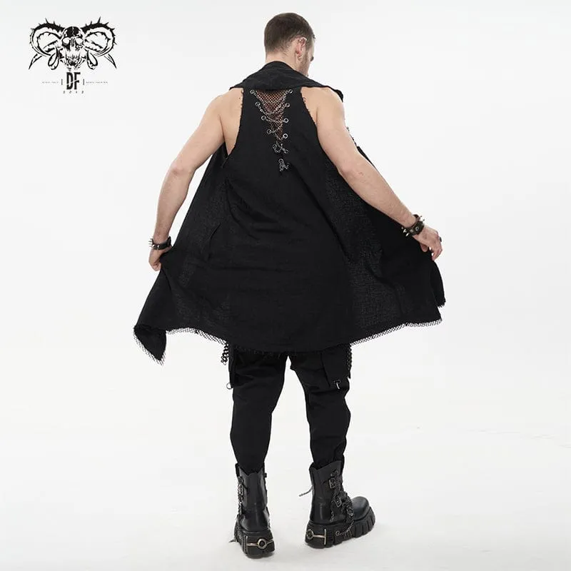 Herren Punk Mesh Splice Chain Unedged Weste