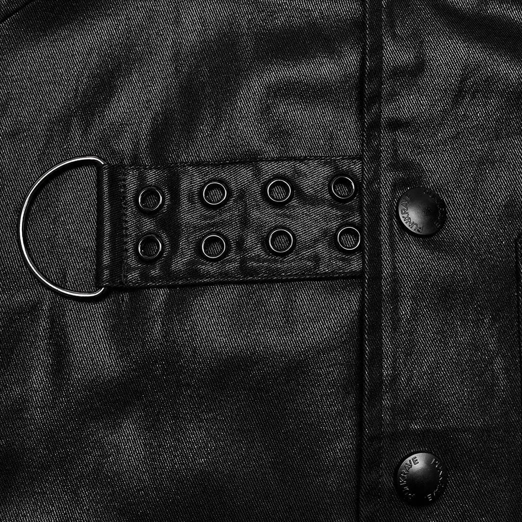 Herren Punk Stehkragen Kunstleder Weste
