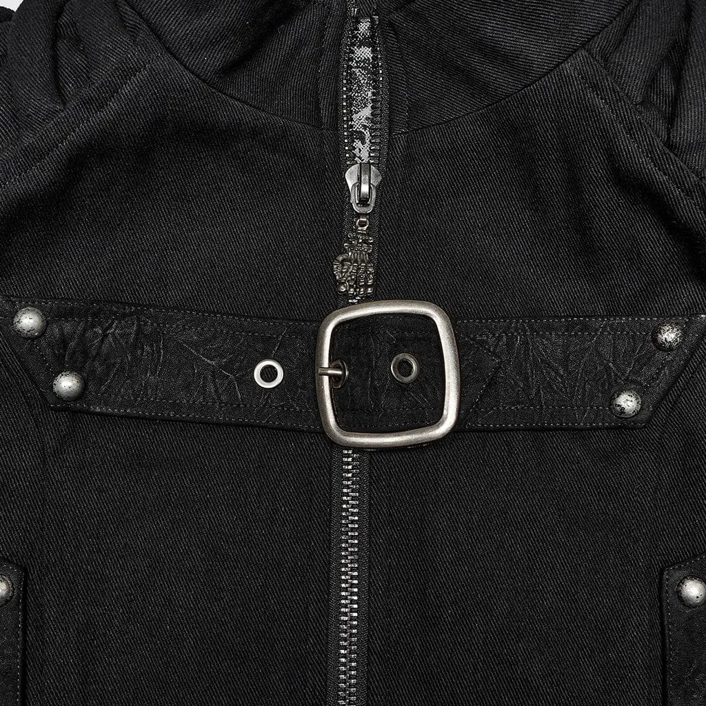 Herren Punk Stehkragen Weste