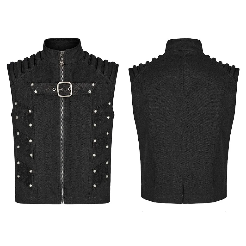 Herren Punk Stehkragen Weste