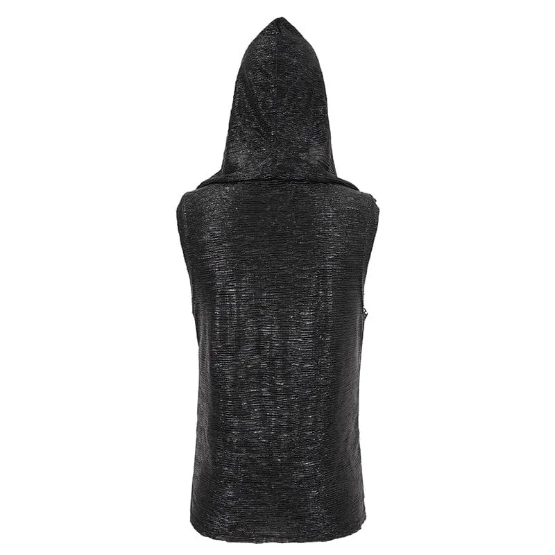 Männer-Punk-Netz-Vest mit Kapuze und Riemchen