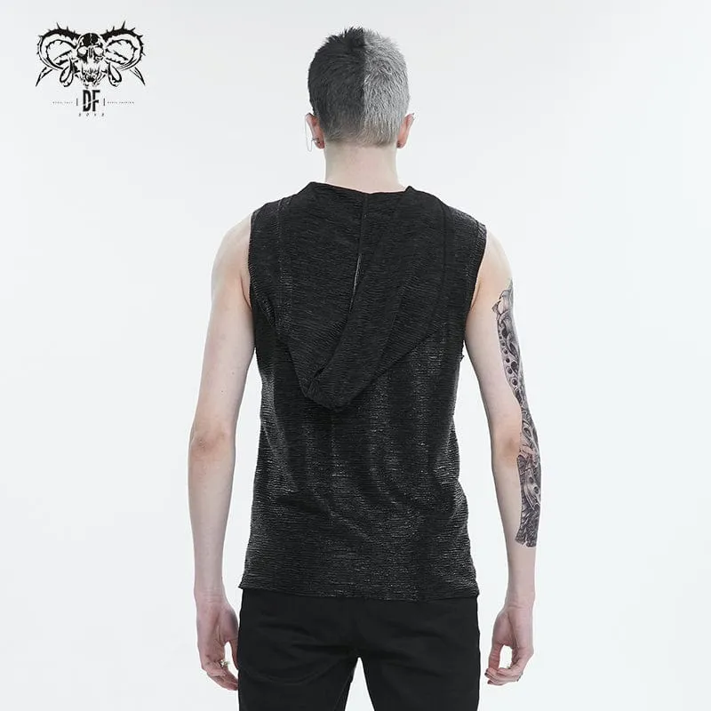 Männer-Punk-Netz-Vest mit Kapuze und Riemchen