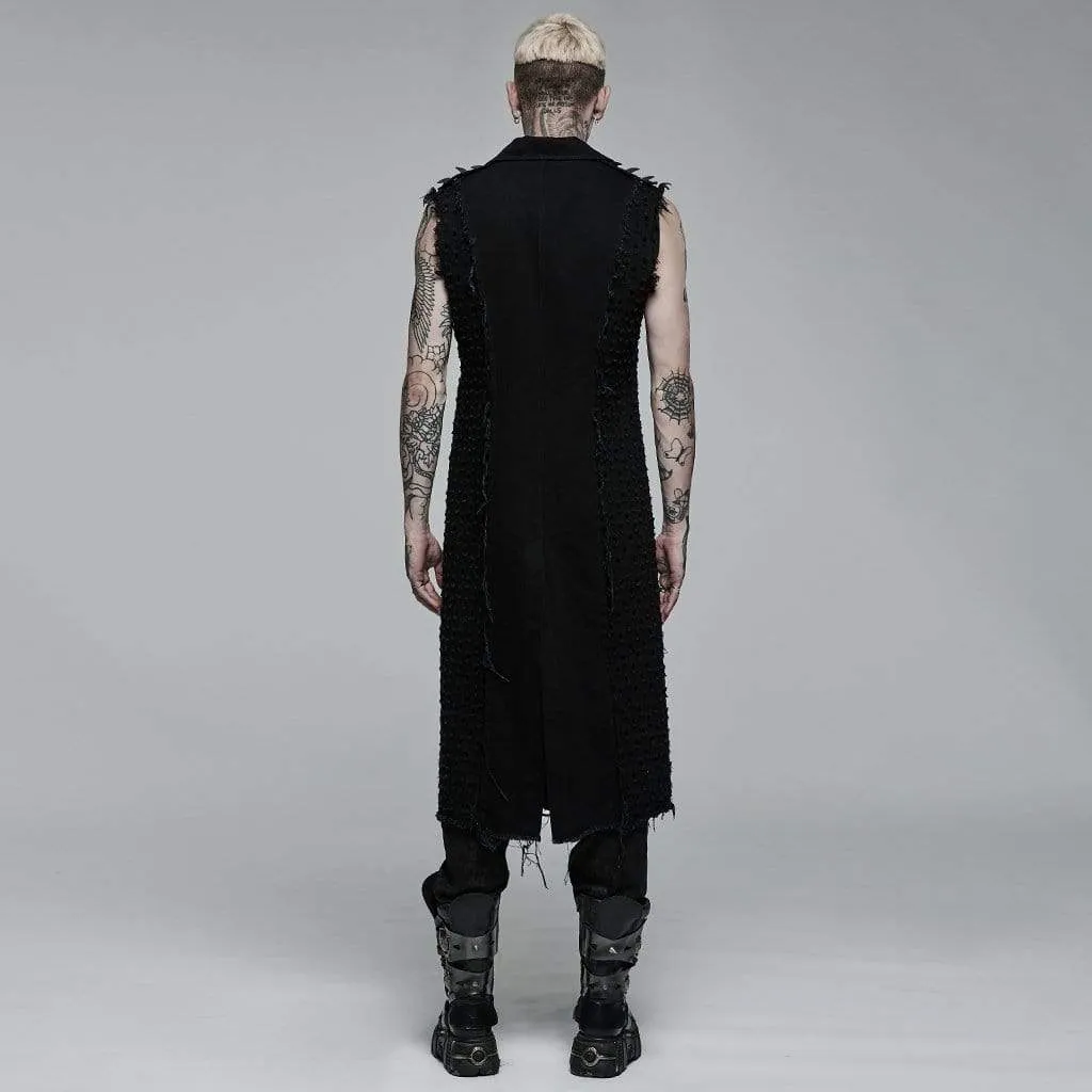 Herren Punk Unedged Zerrissene Lange Weste