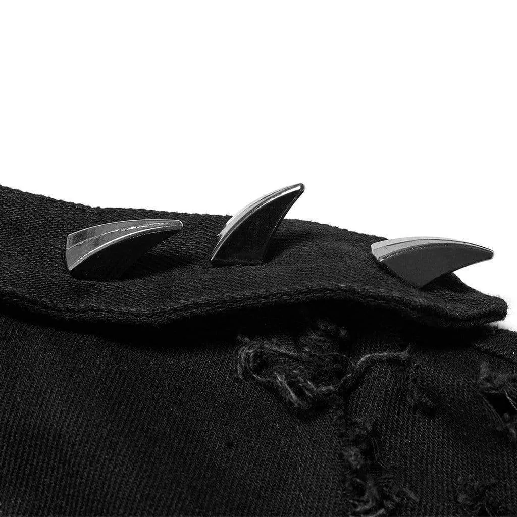 Herren Punk Unedged Zerrissene Lange Weste