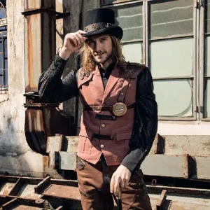 Herren Steampunk Kunstleder-Akzent Explorer-Weste