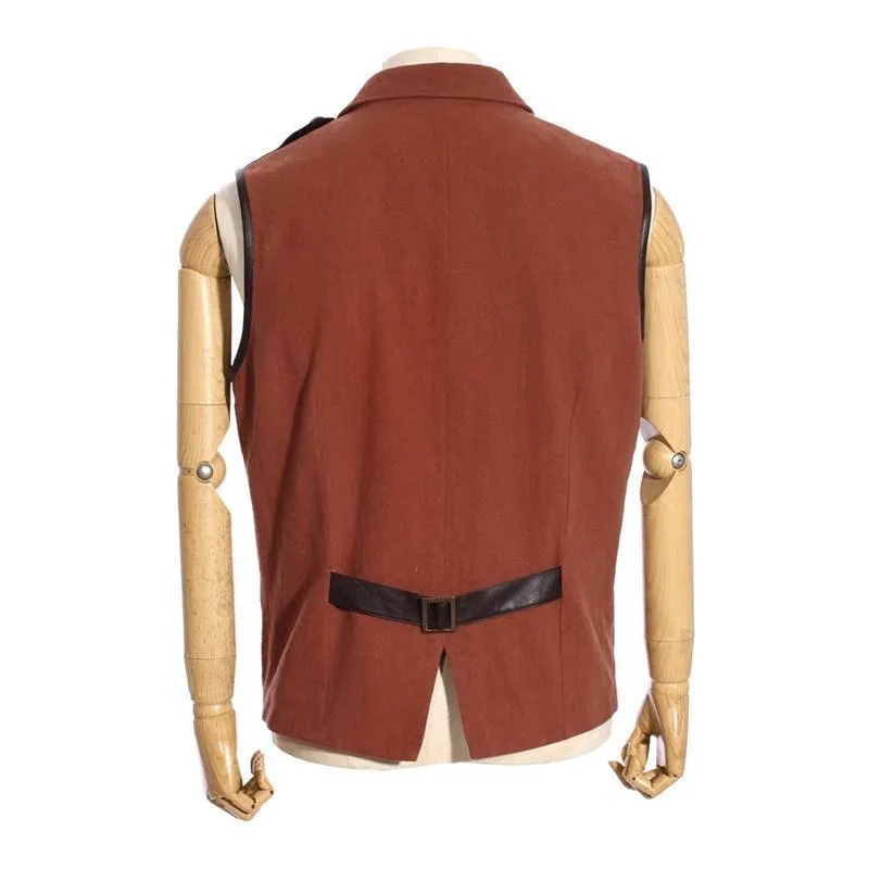Herren Steampunk Kunstleder-Akzent Explorer-Weste