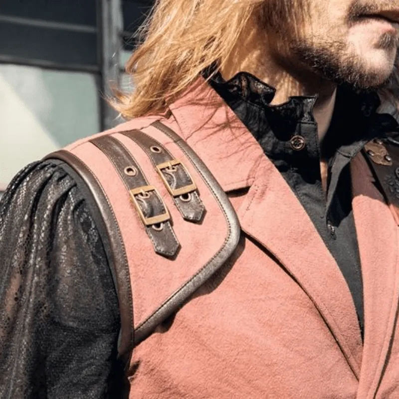 Herren Steampunk Kunstleder-Akzent Explorer-Weste