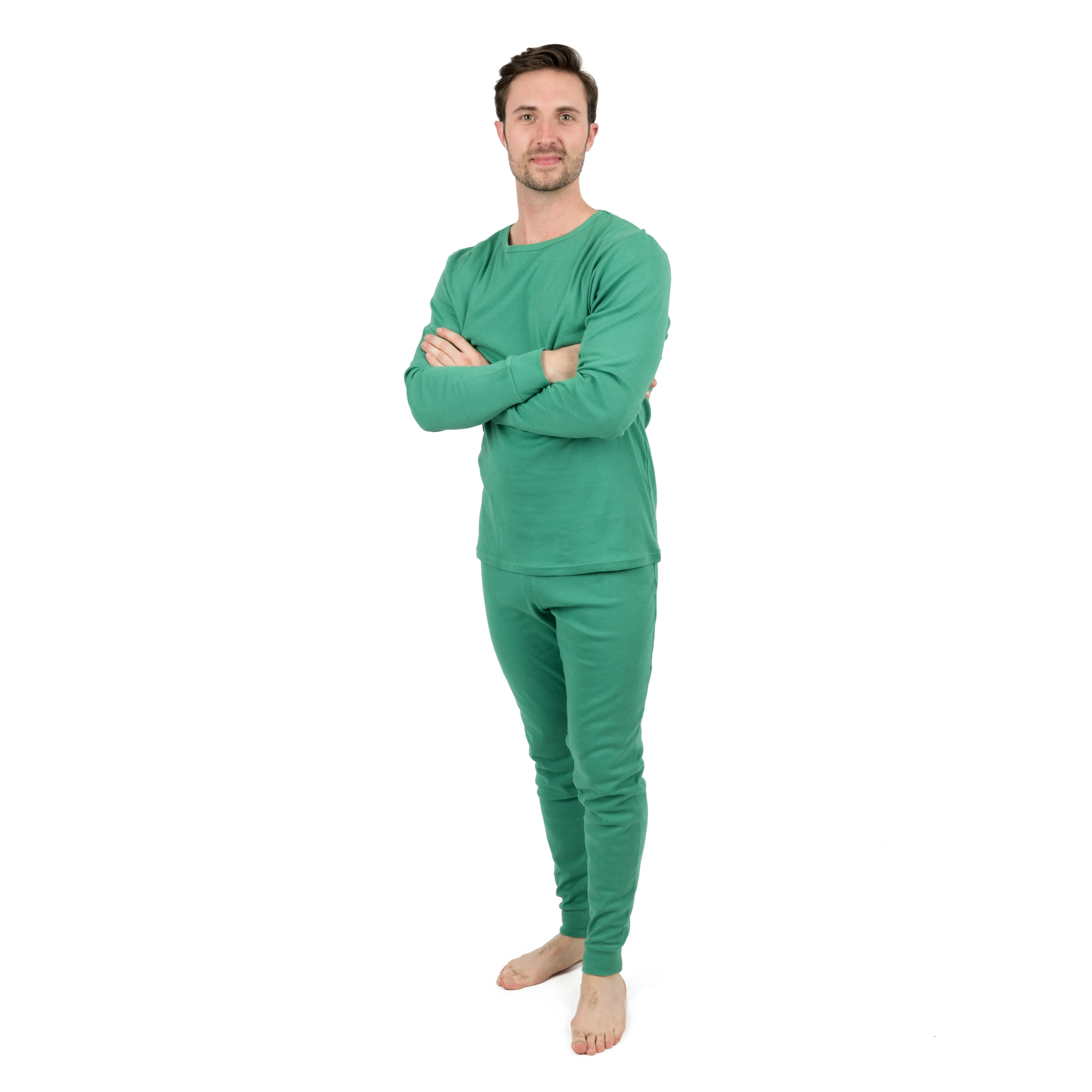 Herren-Zweiteiler Baumwoll-Schlafanzug Klassische Uni-Farbe
