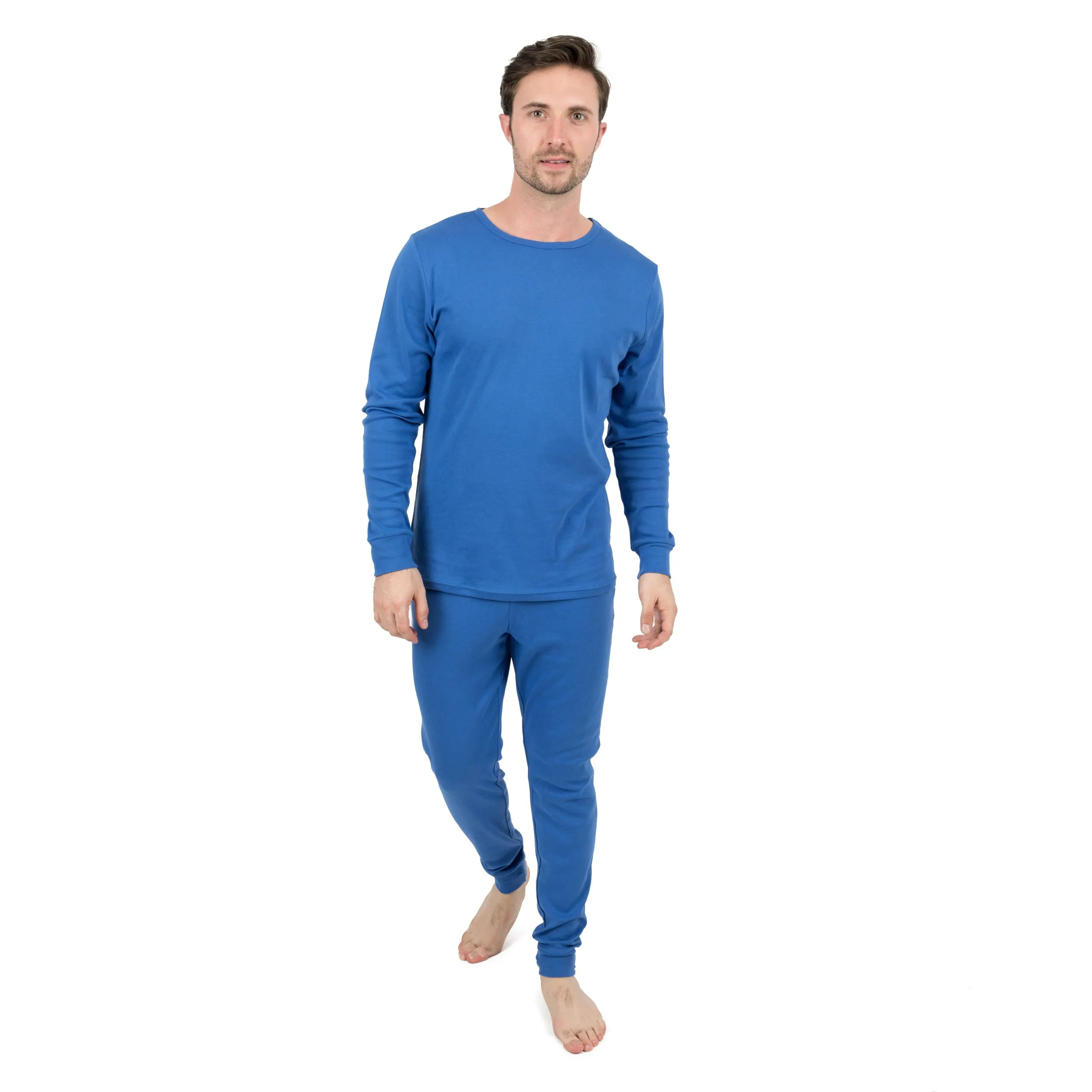 Herren-Zweiteiler Baumwoll-Schlafanzug Klassische Uni-Farbe