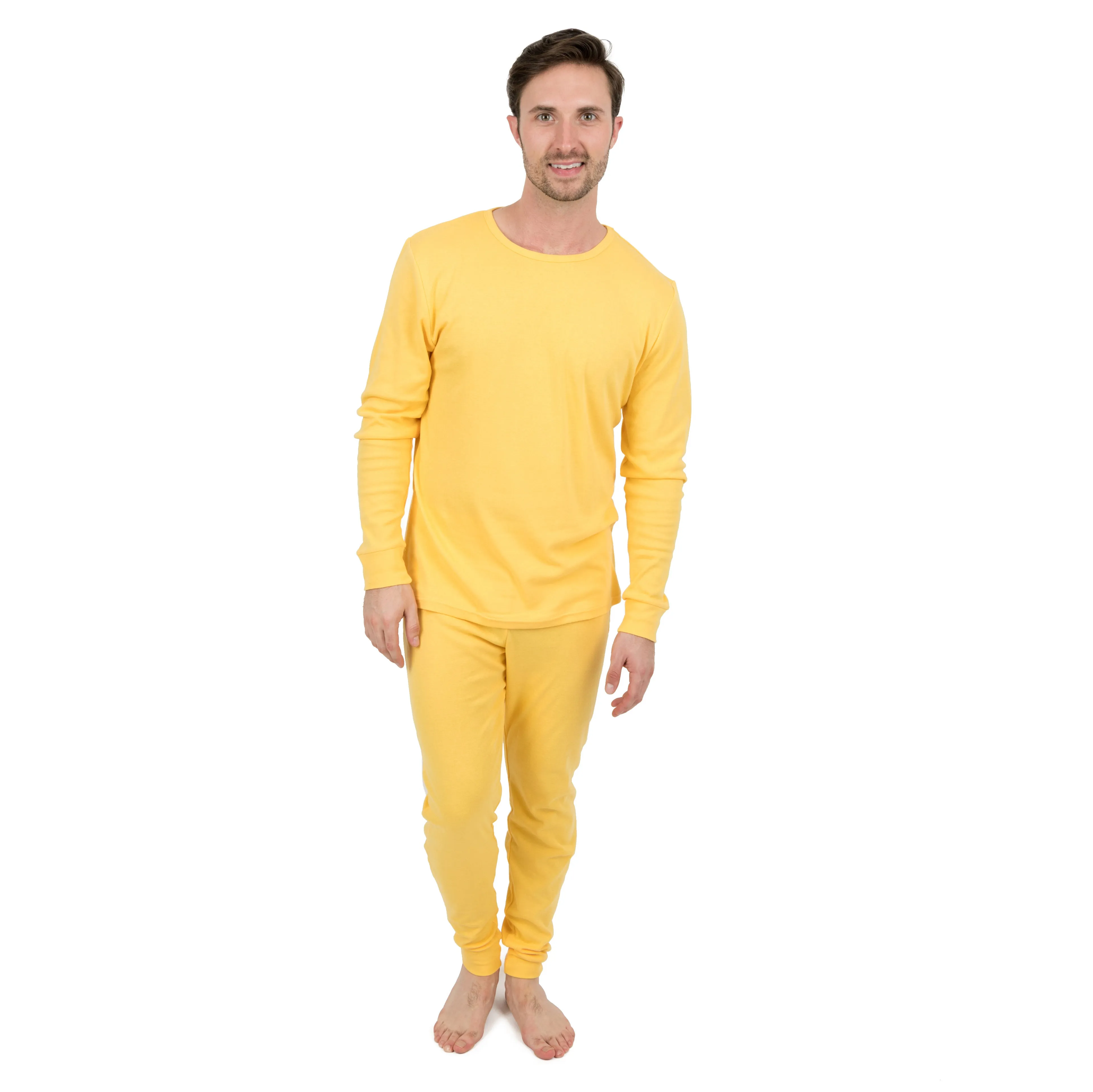 Herren-Zweiteiler Baumwoll-Schlafanzug Klassische Uni-Farbe