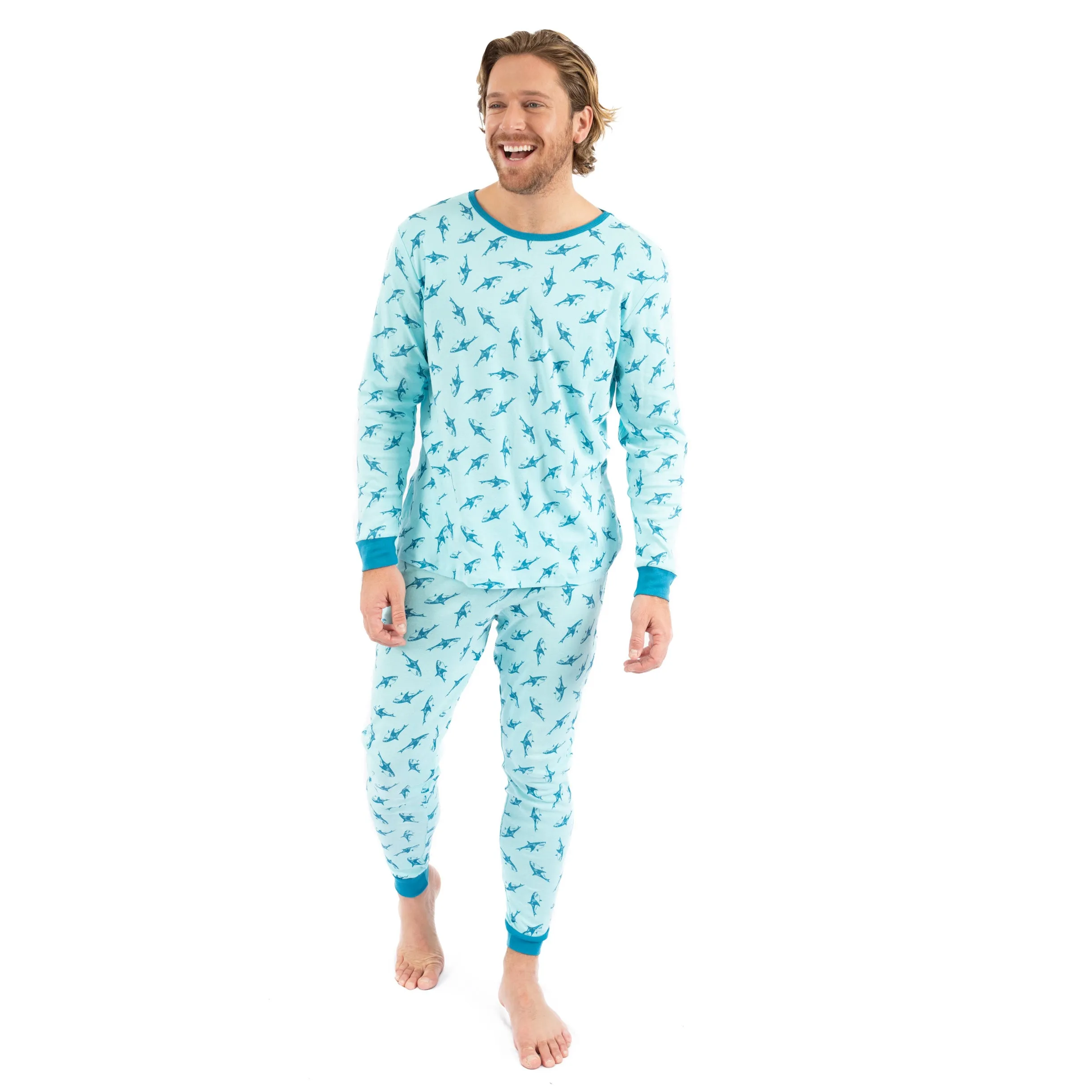 Herren Zwei-Teile Baumwoll Pyjama Haifischmuster