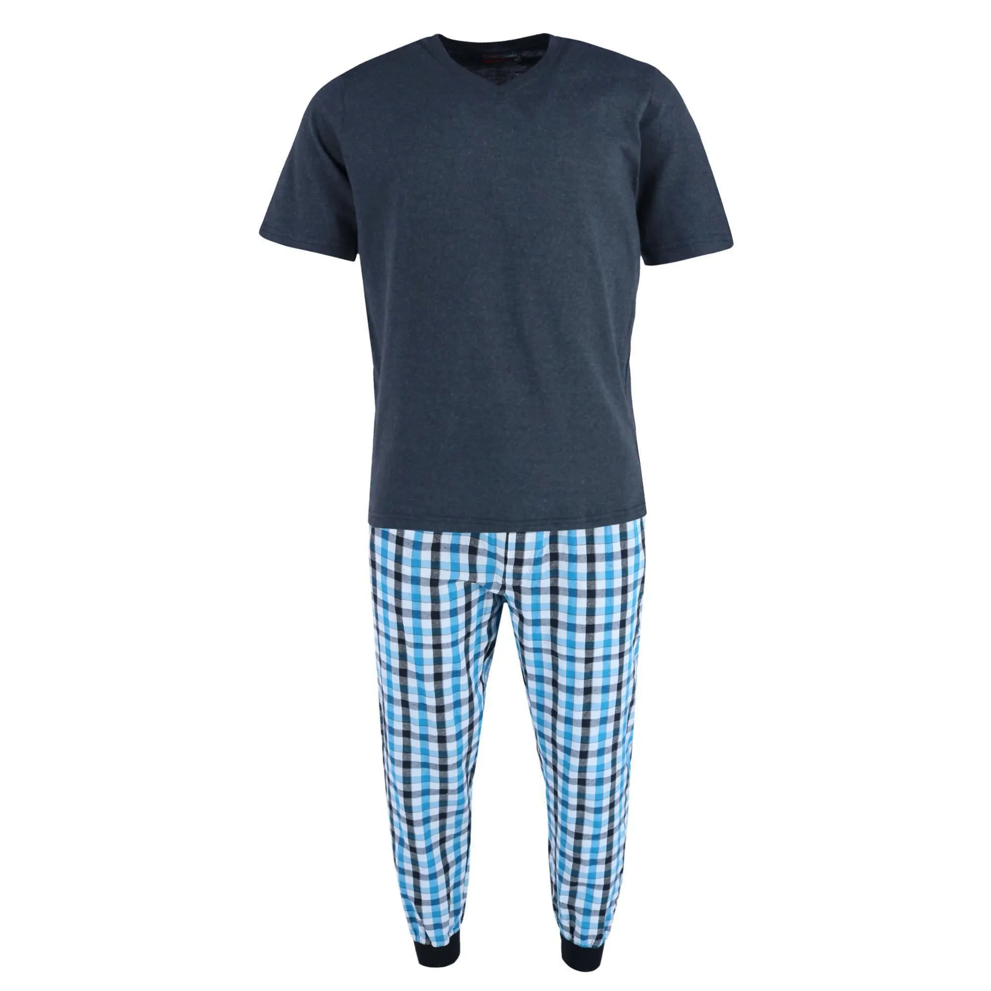 Herren V-Ausschnitt Top mit Karo Jogger Lounge Set
