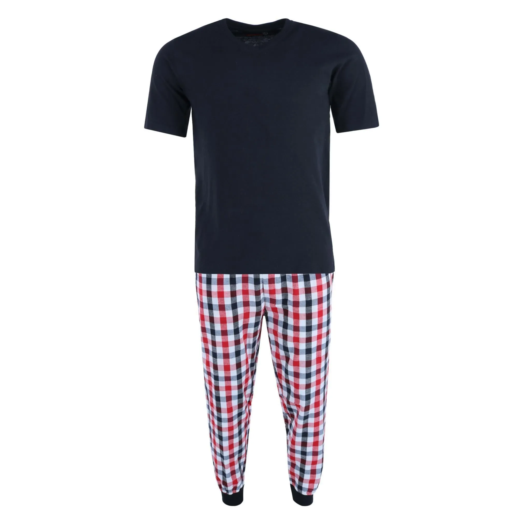 Herren V-Ausschnitt Top mit Karo Jogger Lounge Set