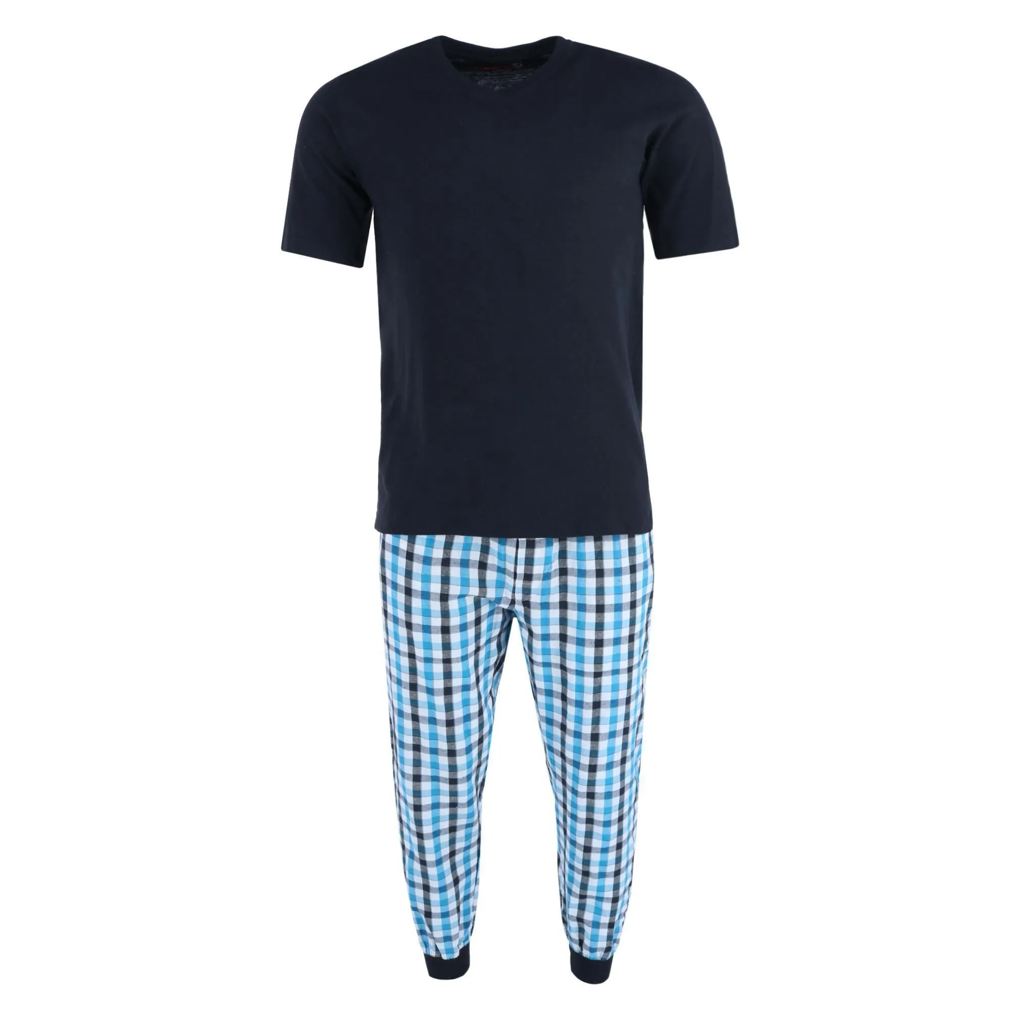 Herren V-Ausschnitt Top mit Karo Jogger Lounge Set