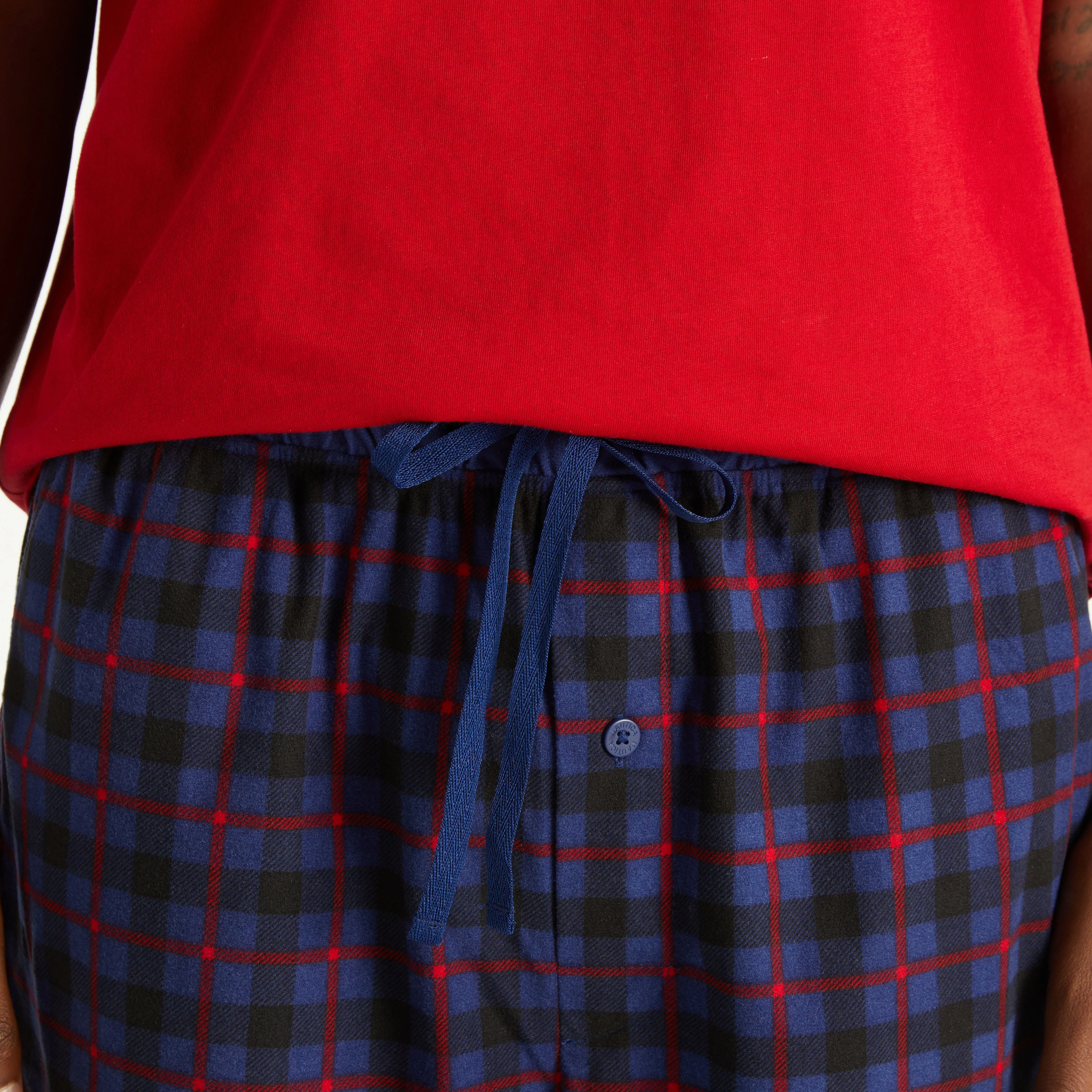 Nautica Herren Flanell-Pyjamahose mit Karomuster