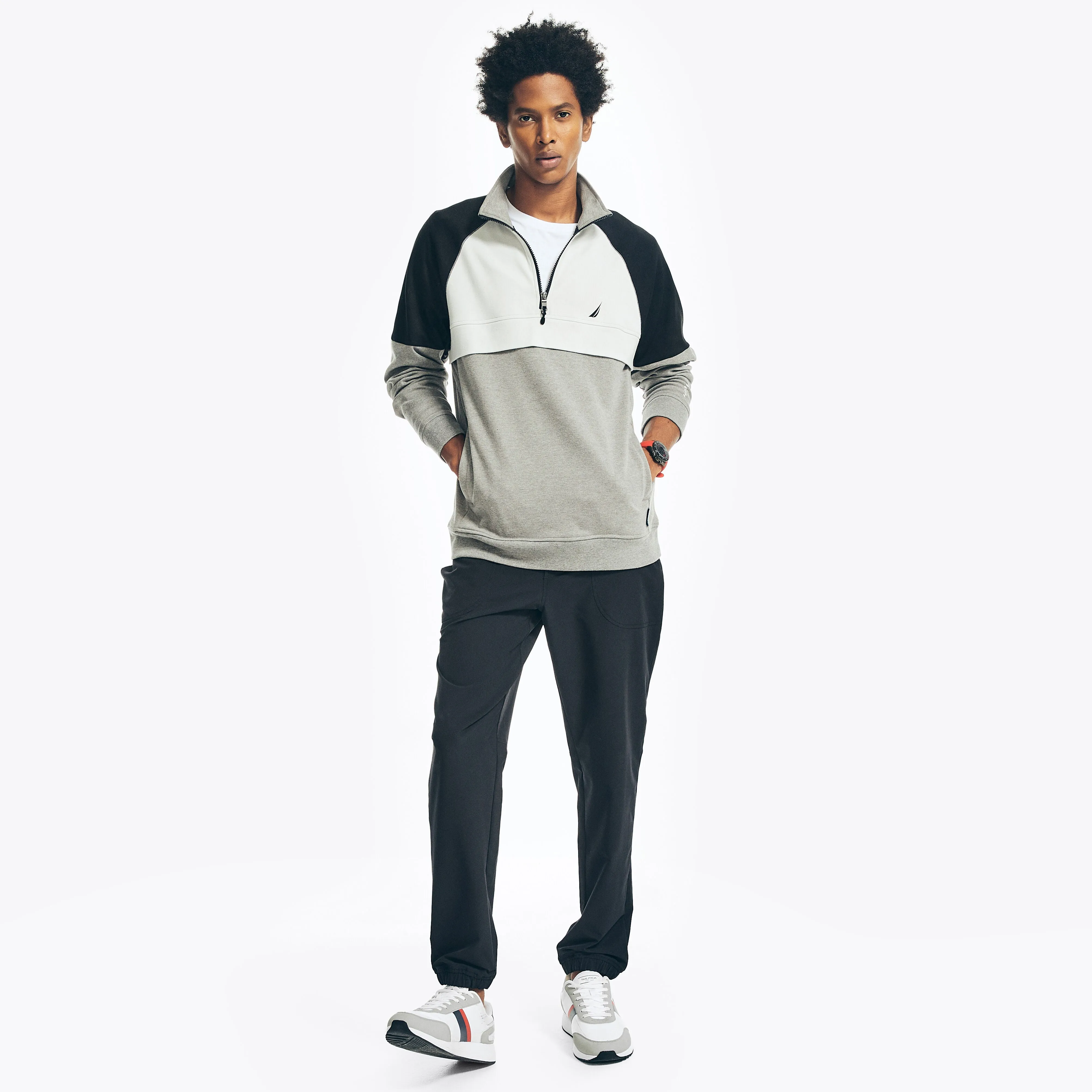 Nautica Herren Navtech Viertel-Reißverschluss Sweatshirt