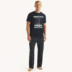 Nautica Herren Schlafanzughose mit Logo-Print und Stretch