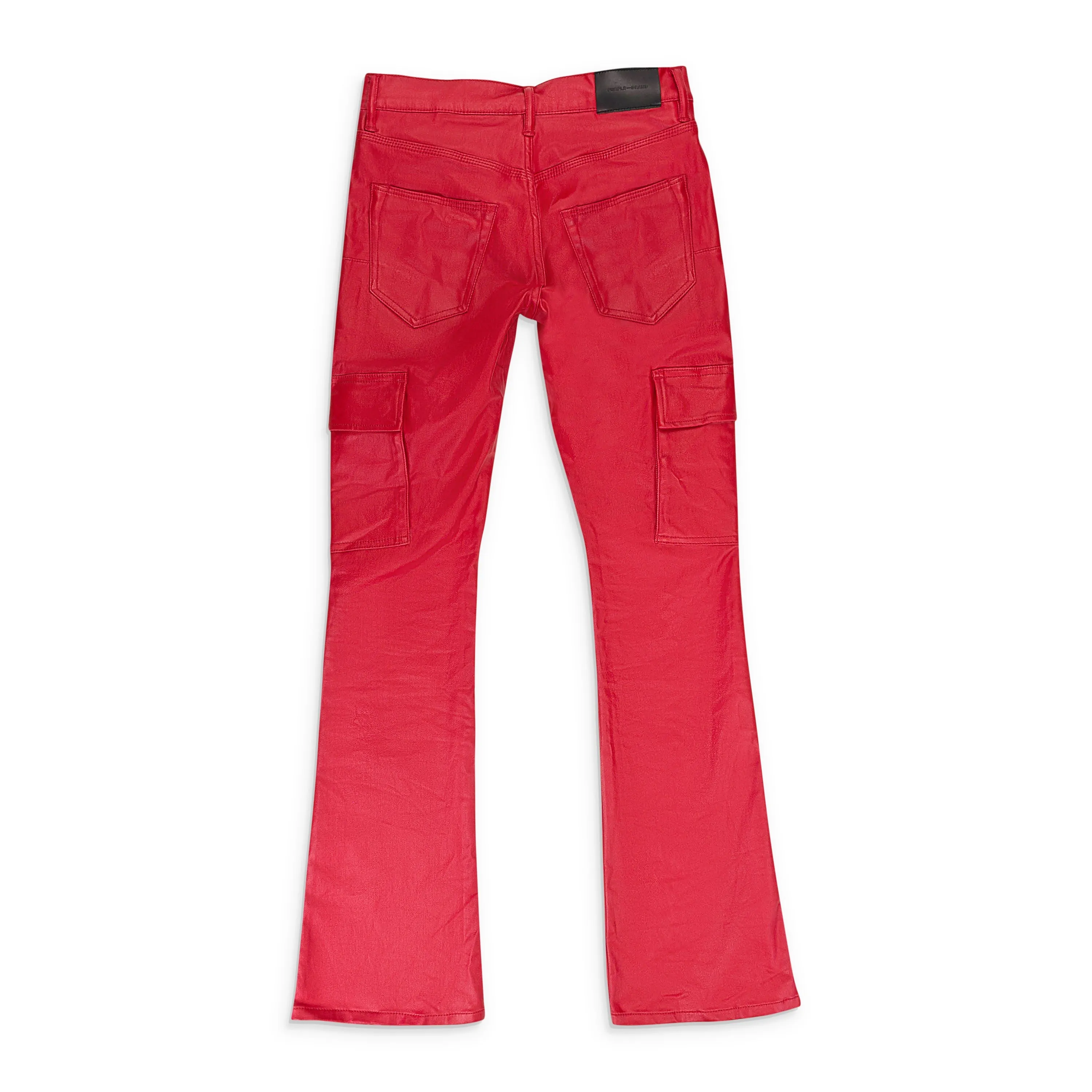 PATENT FILM CARGO FLARE ROTE SCHMALE JEANS