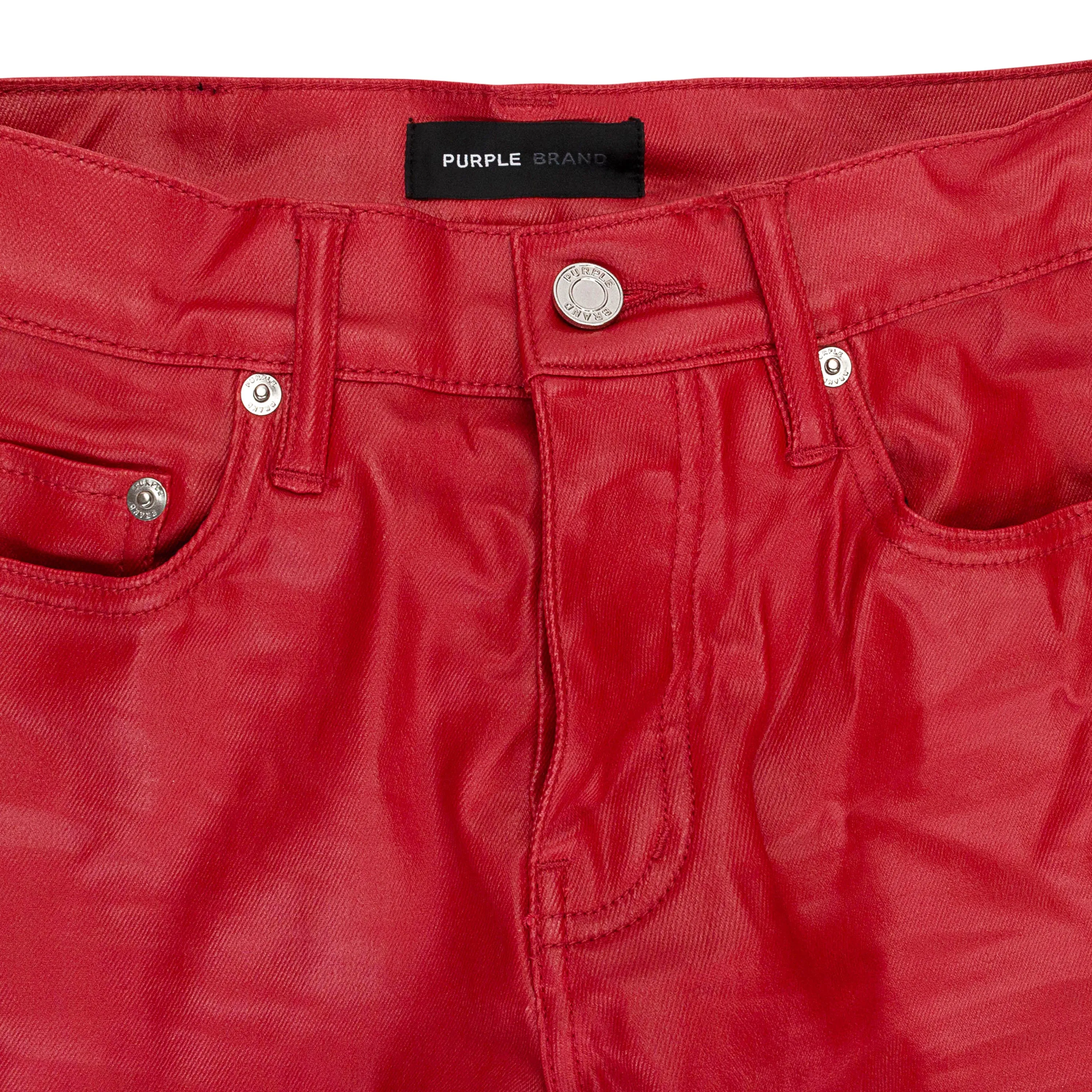 PATENT FILM CARGO FLARE ROTE SCHMALE JEANS