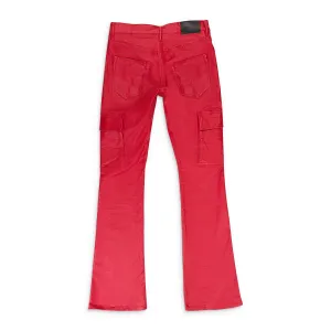 PATENT FILM CARGO FLARE ROTE SCHMALE JEANS