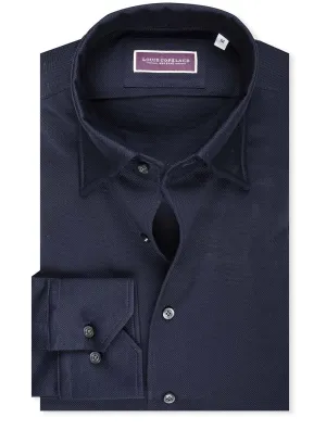 Pique Jersey Hemd Marineblau