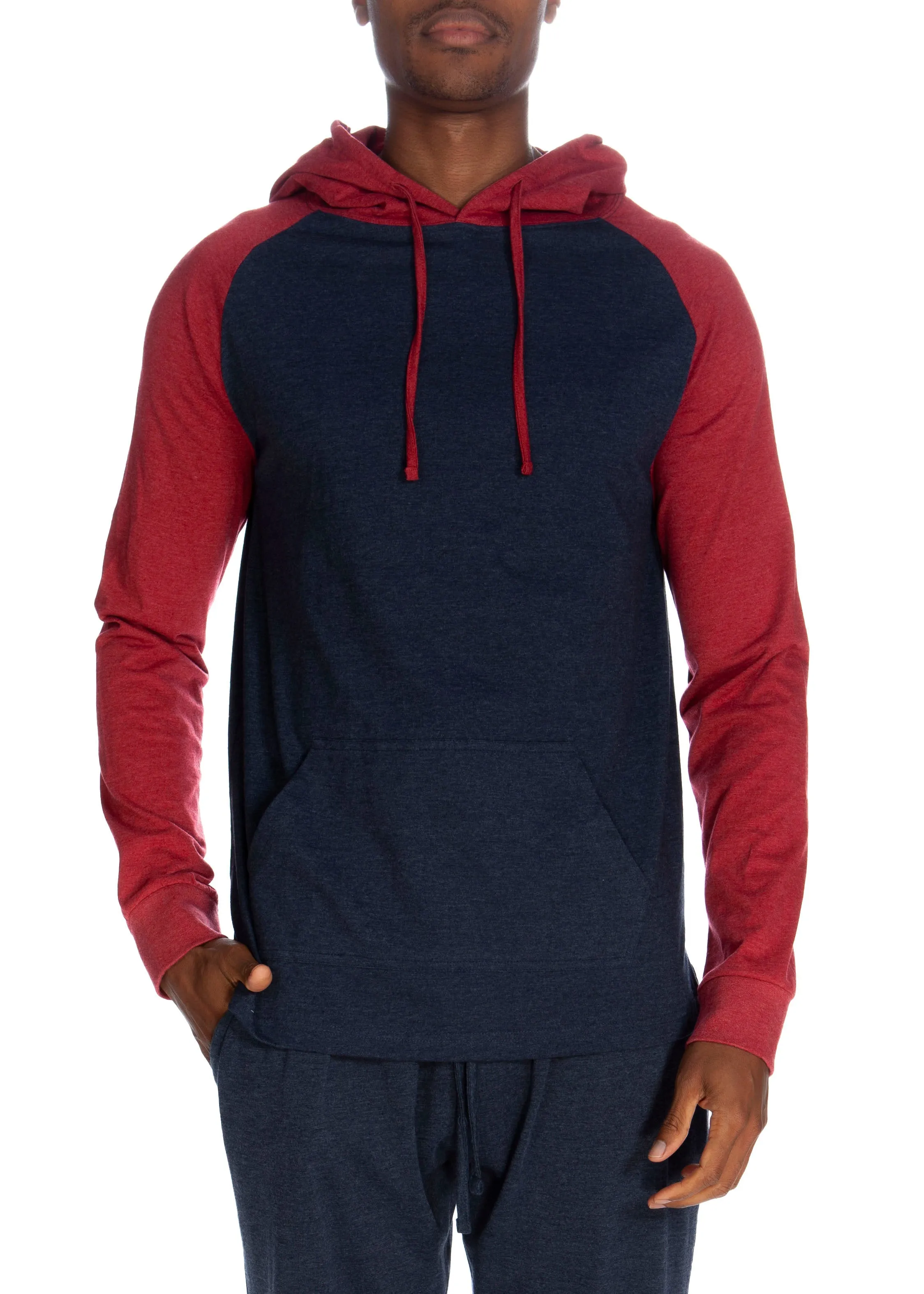 Pullover Raglan Kapuzenpullover - Kontrastierende Ärmel