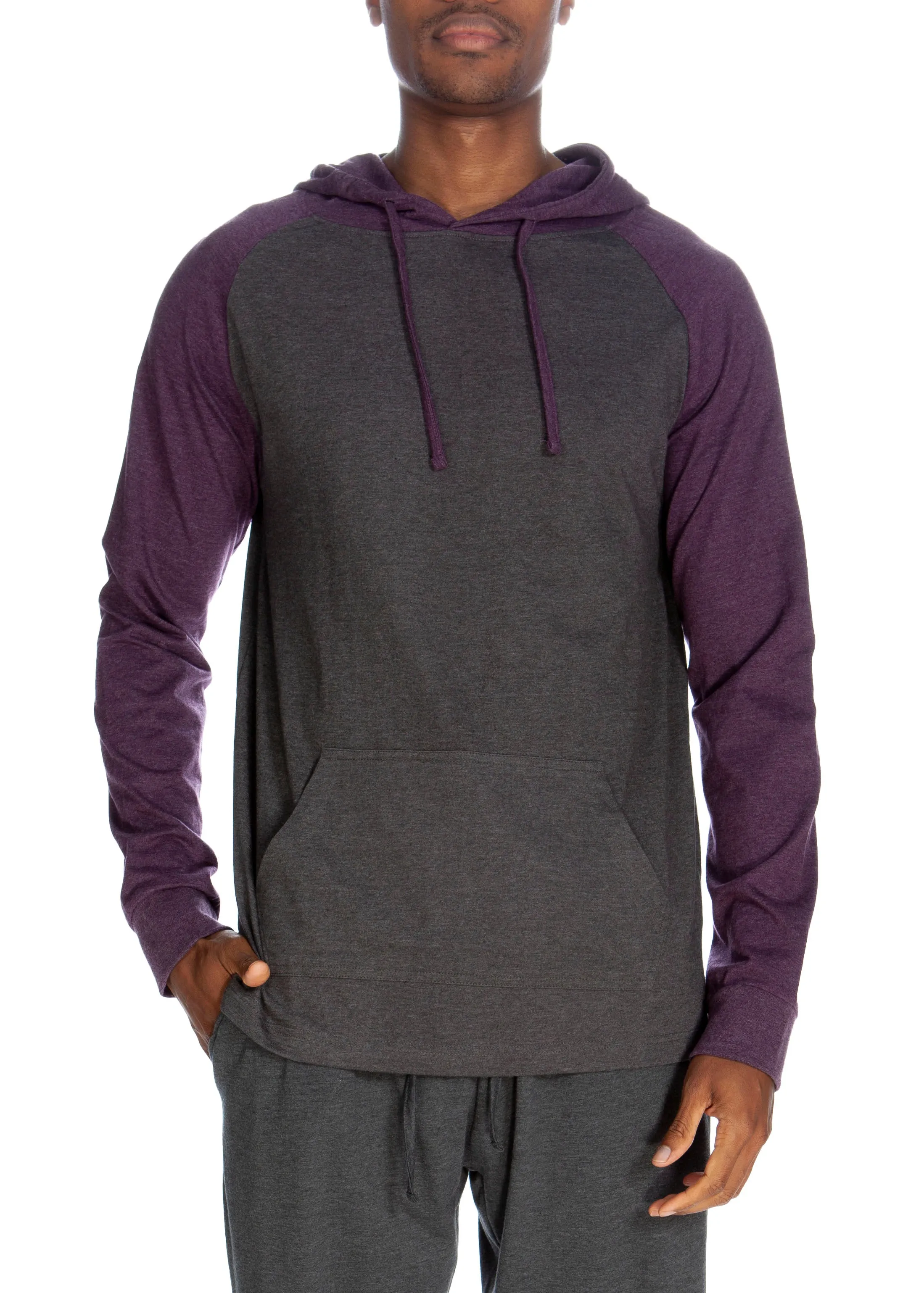 Pullover Raglan Kapuzenpullover - Kontrastierende Ärmel