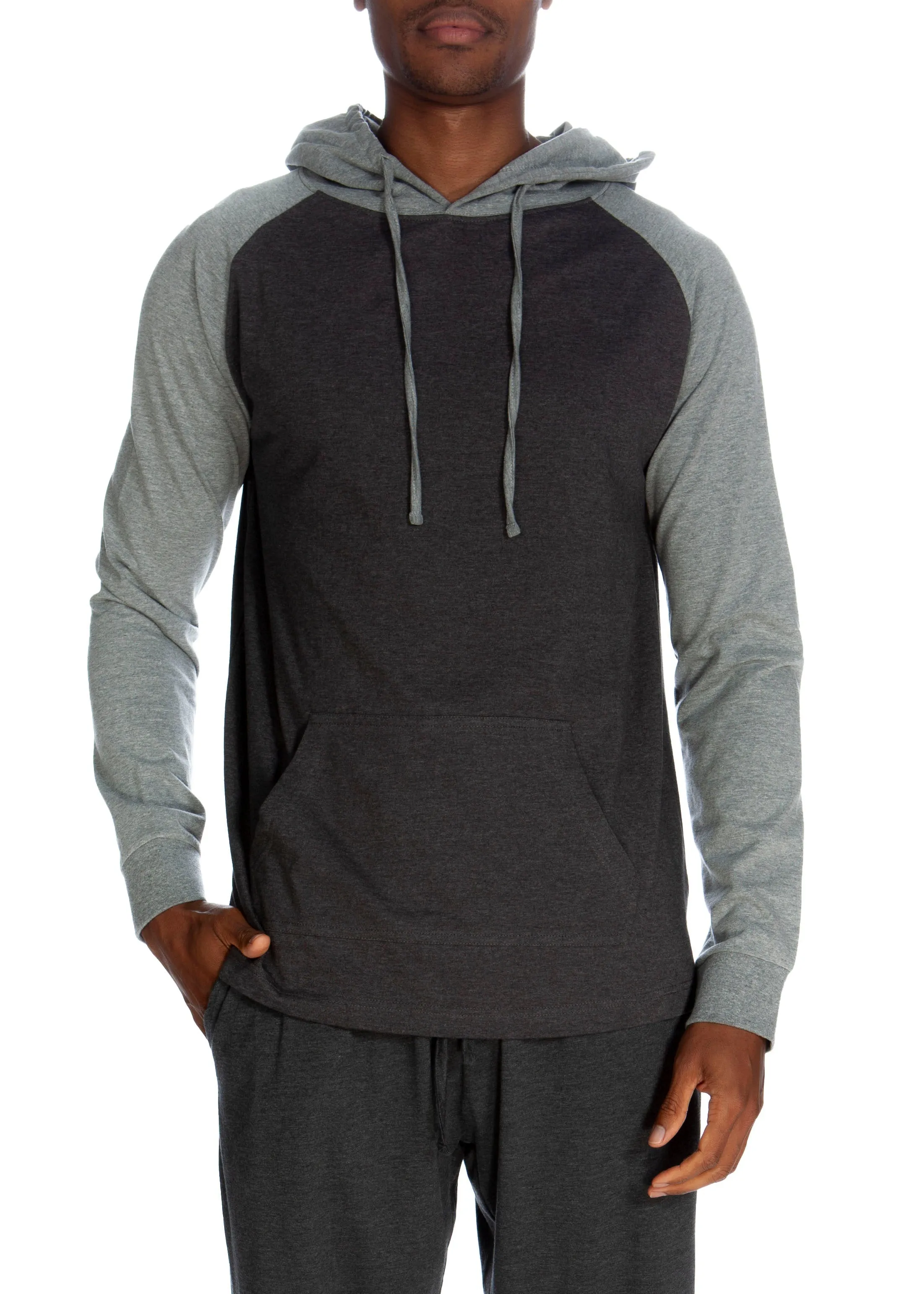 Pullover Raglan Kapuzenpullover - Kontrastierende Ärmel