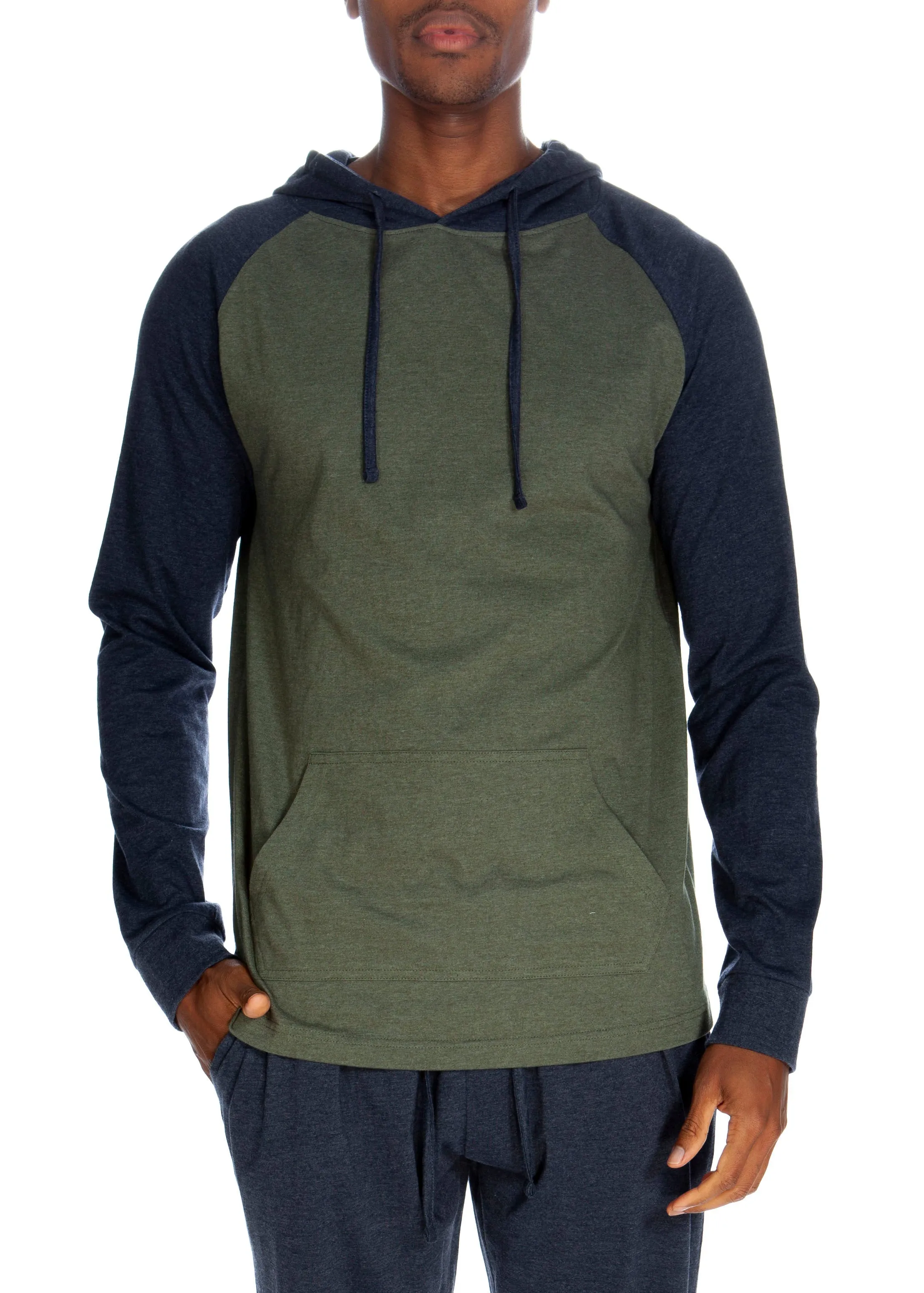 Pullover Raglan Kapuzenpullover - Kontrastierende Ärmel