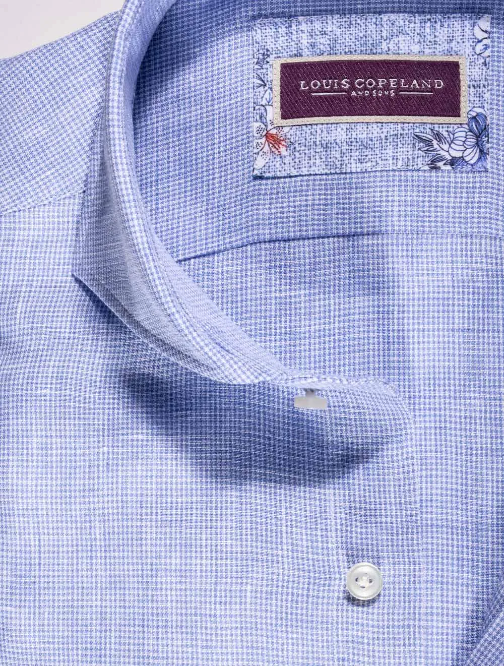 Purus Houndstooth Classic Fit Hemd Blau