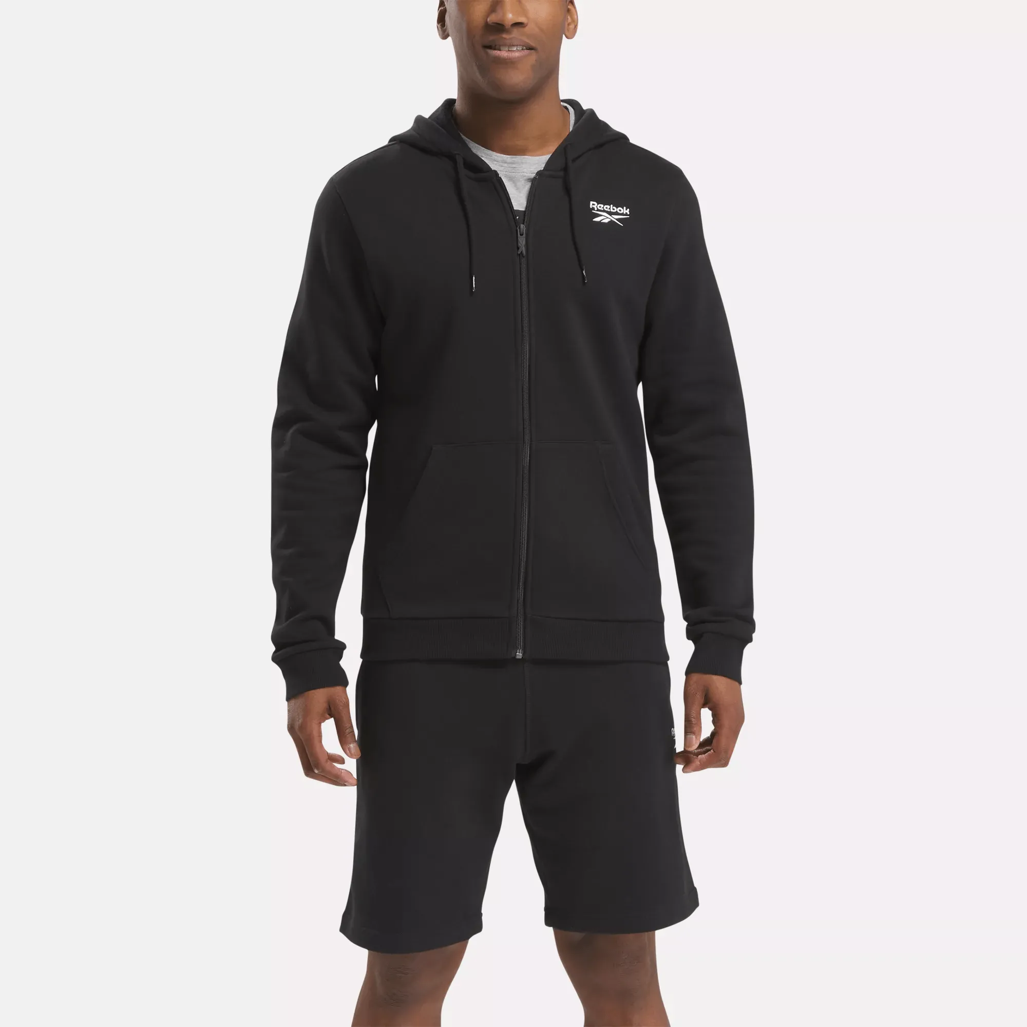 Reebok Bekleidung Herren Reebok Identity Fleece Full-Zip Kapuzenpullover mit kleinem Logo