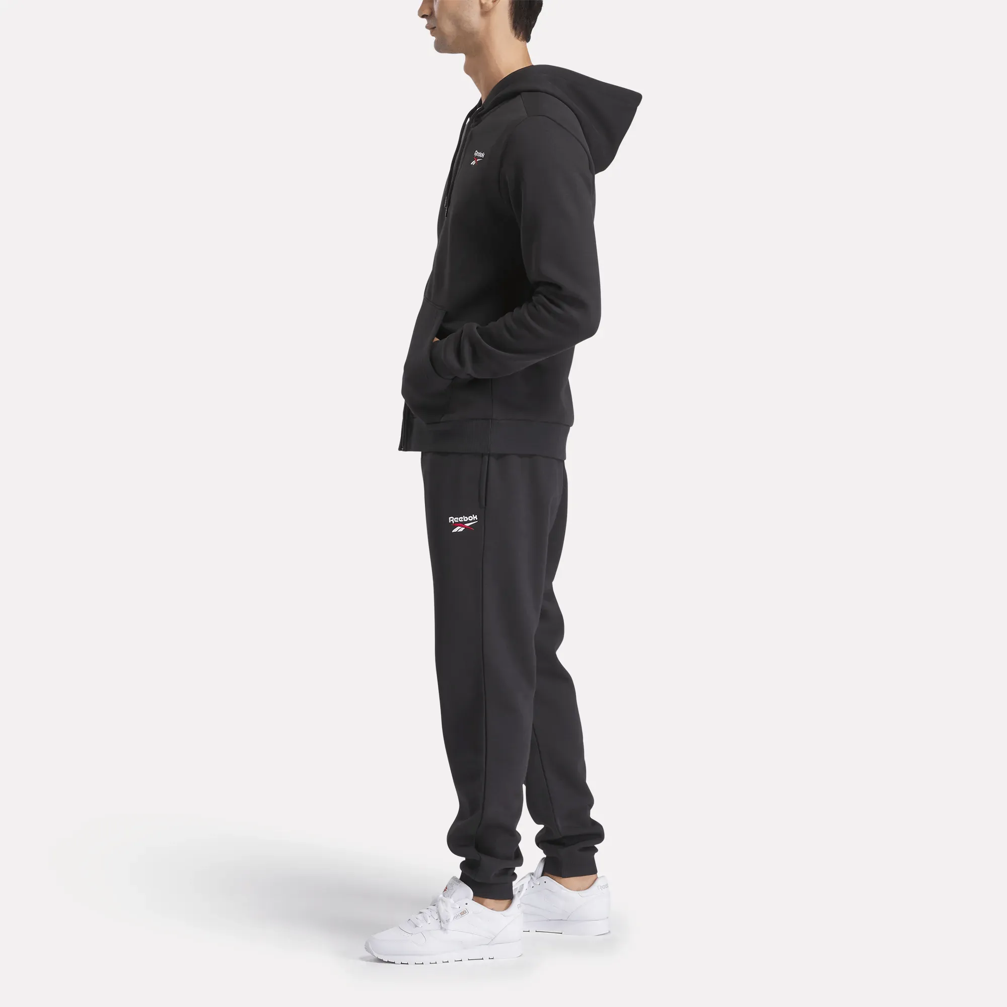Reebok Bekleidung Herren Reebok Identity Fleece Full-Zip Kapuzenpullover mit kleinem Logo