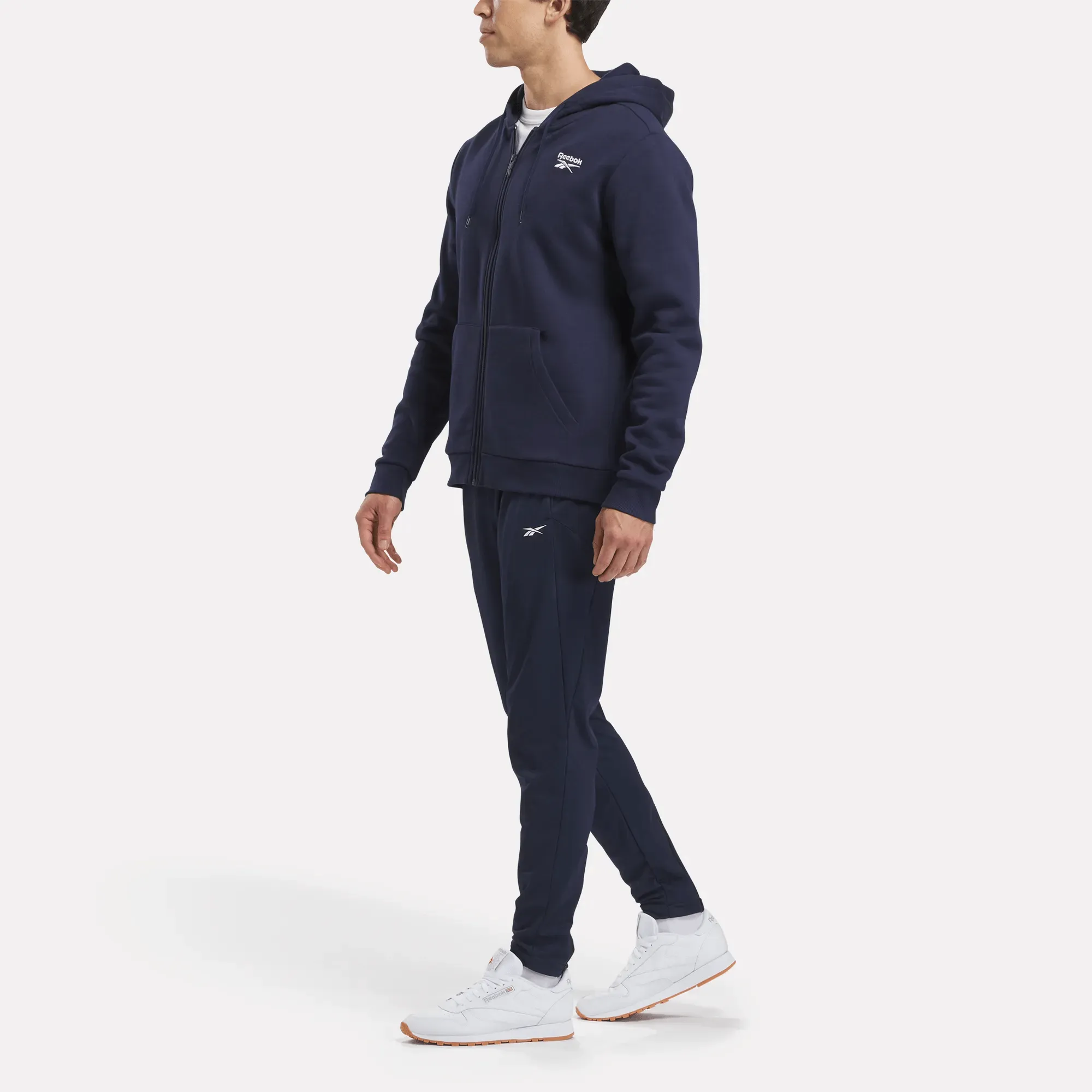 Reebok Bekleidung Herren Reebok Identity Fleece Full-Zip Kapuzenpullover mit kleinem Logo
