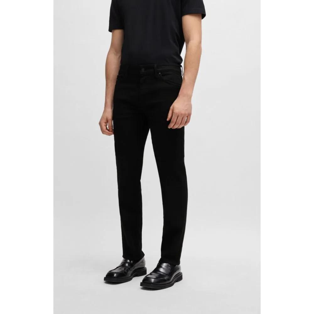 Regular-fit Jeans in schwarz-schwarzem italienischem Denim