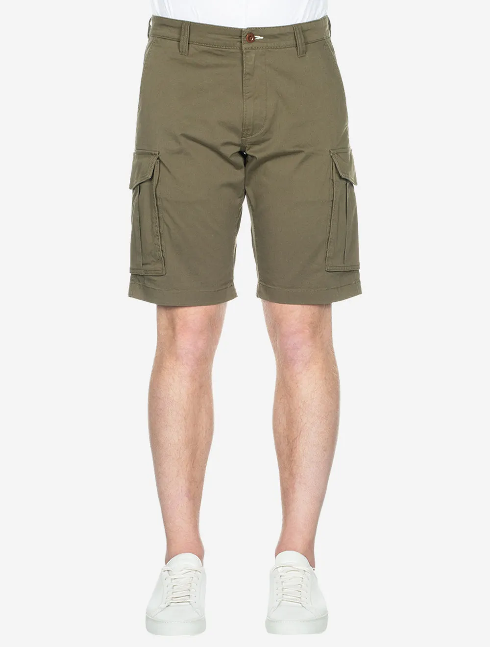 Bequeme Twill Cargo Shorts in Wacholdergrün