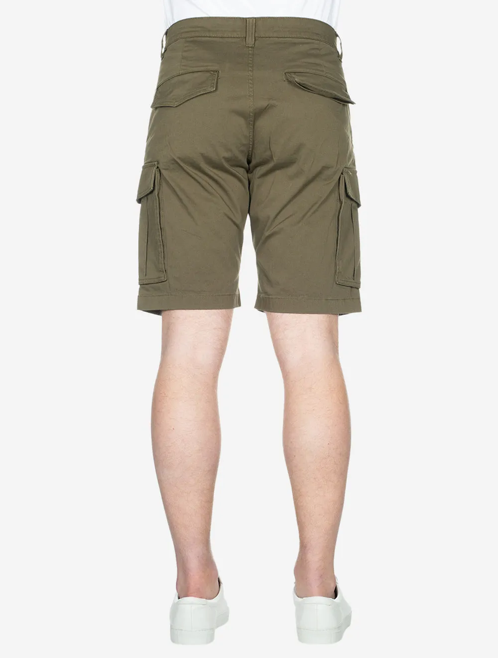 Bequeme Twill Cargo Shorts in Wacholdergrün