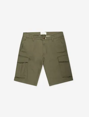 Bequeme Twill Cargo Shorts in Wacholdergrün