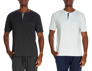 Kurzärmliges Henley-Shirt mit 3 Knöpfen, 2er-Pack